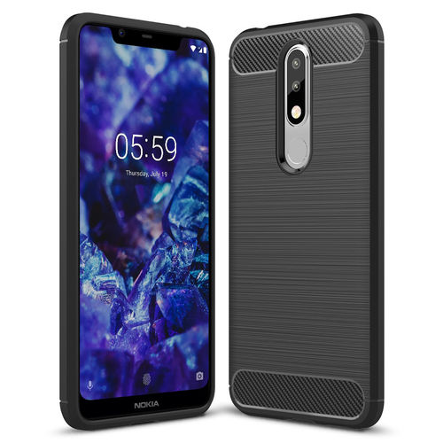 Flexi Slim Carbon Fibre Case for Nokia 5.1 Plus - Brushed Black